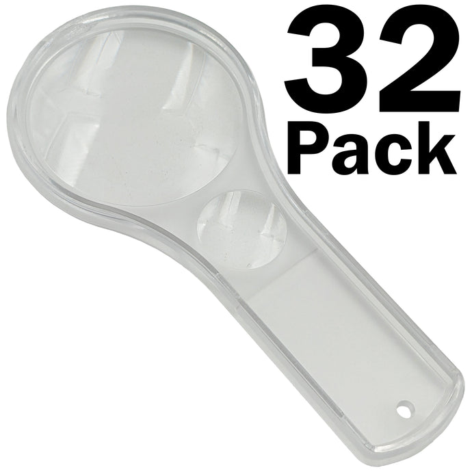 32 Pack 4.5-inch Clear Plastic Dual Lens Magnifier, 3X and 6X Magnification