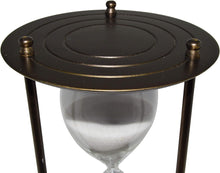 Load image into Gallery viewer, Large 3 Minutes and 25 Seconds Hourglass with Brushed Bronze Metal Housing and Glass Timer, Elegant Design, 8.5&quot; Tall Sandglass by SciencePurchase
