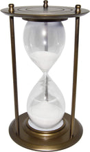 Load image into Gallery viewer, Large 3 Minutes and 25 Seconds Hourglass with Brushed Bronze Metal Housing and Glass Timer, Elegant Design, 8.5&quot; Tall Sandglass by SciencePurchase
