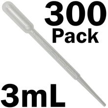 Load image into Gallery viewer, 300 Pack 3mL Transfer Pipettes with 0.5mL Graduation Intervals, Polyethylene Plastic
