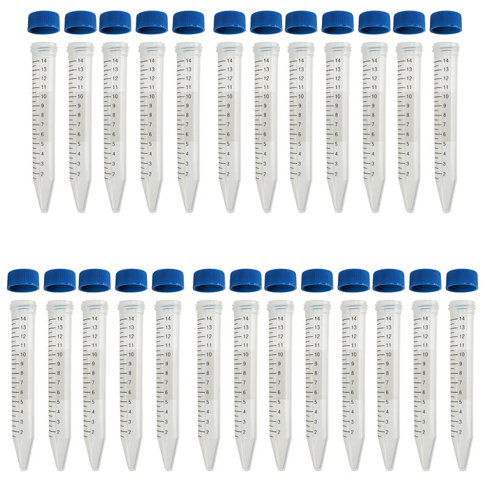 25 Pack 14mL Conical Graduated Plastic Centrifuge Tubes with Caps (5