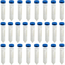 Load image into Gallery viewer, 25 Pack 50mL Conical Graduated Plastic Centrifuge Tube with Cap (4.5&quot; Long, 1.1&quot; Diameter)
