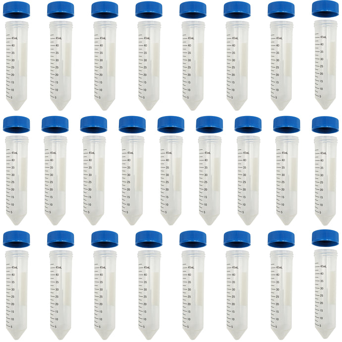 25 Pack 50mL Conical Graduated Plastic Centrifuge Tube with Cap (4.5