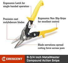 Load image into Gallery viewer, Wiss 9-3/4&quot; Compound Action Straight, Left, and Right Cut Aviation Snips (M3R)
