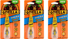 Load image into Gallery viewer, Gorilla 3 Pack 10 Gram Super Glue with Brush &amp; Nozzle Applicator, Clear
