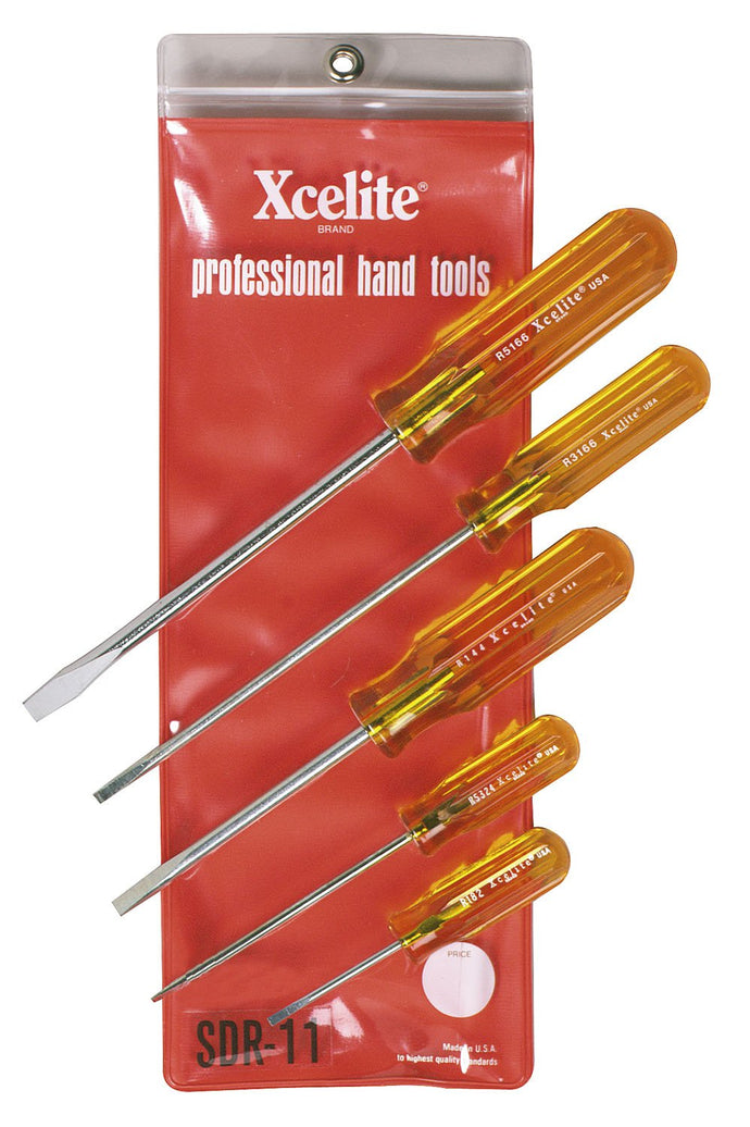 Xcelite 5-Piece Round Blade Screwdriver Set with Amber Handles (SDR11)