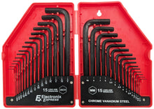 Load image into Gallery viewer, 30 Piece Hex Wrench Set, Popular Inches and Metric Sizes with Red Storage Case
