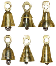 Load image into Gallery viewer, 6 Assorted Mini Brass Bells with Loops for Hanging, Functional Decoration for Crafting, Door Chime, Wedding Chimes (Gold Color)
