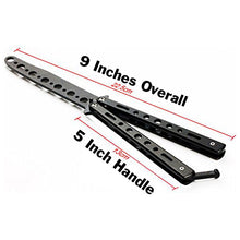 Load image into Gallery viewer, Practice Balisong Butterfly Knife with No Offensive Blade - Trainer Fan Knife - Black, Steel
