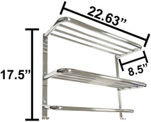 Load image into Gallery viewer, 2-Tier Towel Rack Floating Shelf, Wall Mount, Mounting Hardware Included
