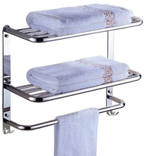 Load image into Gallery viewer, 2-Tier Towel Rack Floating Shelf, Wall Mount, Mounting Hardware Included
