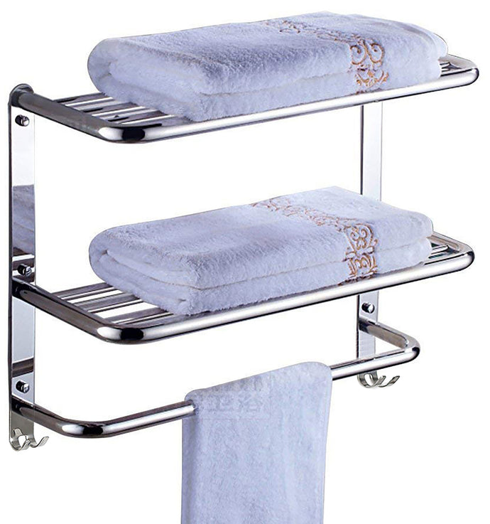 2-Tier Towel Rack Floating Shelf, Wall Mount, Mounting Hardware Included