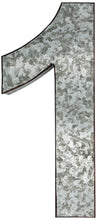 Load image into Gallery viewer, 20&quot; Metal Number 1 (One) Wall Decor, Silver with Rusted Edges, Galvanized Wall Mountable Decoration for Country, Mid-Century, or Farmhouse Themed Room or Event
