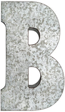 Load image into Gallery viewer, Huge 20&quot; Metal Letter B Wall Décor, Silver with Rusted Edges, Galvanized Wall Mountable Decoration for Country, Mid-Century, or Farmhouse Theme
