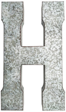 Load image into Gallery viewer, Huge 20&quot; Metal Letter H Wall Décor, Silver with Rusted Edges, Galvanized Wall Mountable Decoration for Country, Mid-Century, or Farmhouse Theme
