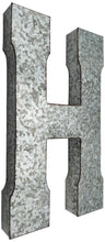 Load image into Gallery viewer, Huge 20&quot; Metal Letter H Wall Décor, Silver with Rusted Edges, Galvanized Wall Mountable Decoration for Country, Mid-Century, or Farmhouse Theme
