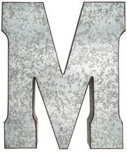 Load image into Gallery viewer, Huge 20&quot; Metal Letter M Wall Décor, Silver with Rusted Edges, Galvanized Wall Mountable Decoration for Country, Mid-Century, or Farmhouse Theme
