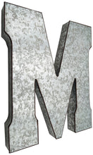 Load image into Gallery viewer, Huge 20&quot; Metal Letter M Wall Décor, Silver with Rusted Edges, Galvanized Wall Mountable Decoration for Country, Mid-Century, or Farmhouse Theme
