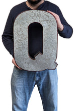 Load image into Gallery viewer, Huge 20&quot; Metal Letter Q Wall Décor, Silver with Rusted Edges, Galvanized Wall Mountable Decoration for Country, Mid-Century, or Farmhouse Theme
