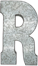 Load image into Gallery viewer, Huge 20&quot; Metal Letter R Wall Décor, Silver with Rusted Edges, Galvanized Wall Mountable Decoration for Country, Mid-Century, or Farmhouse Theme
