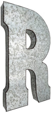 Load image into Gallery viewer, Huge 20&quot; Metal Letter R Wall Décor, Silver with Rusted Edges, Galvanized Wall Mountable Decoration for Country, Mid-Century, or Farmhouse Theme
