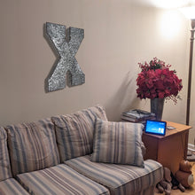 Load image into Gallery viewer, Huge 20&quot; Metal Letter X Wall Décor, Silver with Rusted Edges, Galvanized Wall Mountable Decoration for Country, Mid-Century, or Farmhouse Theme
