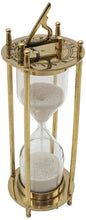 Load image into Gallery viewer, 6.7&quot; Brass Hourglass with Collapsible Sundials, Functional and Decorative 1 Minute Timer, Gold Color
