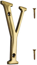 Load image into Gallery viewer, 4-inch House Letter &quot;Y&quot; with Mounting Screws, Polished Brass, Shiny Gold Color, Suitable for Mailbox, Home, Apartment, Hotel etc

