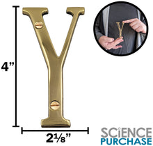 Load image into Gallery viewer, 4-inch House Letter &quot;Y&quot; with Mounting Screws, Polished Brass, Shiny Gold Color, Suitable for Mailbox, Home, Apartment, Hotel etc
