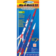 Load image into Gallery viewer, Estes 2006 Mix-N-Match 55 Flying Model Rocket Designer Kit, Enough Parts to Build 3 Colorful Rockets
