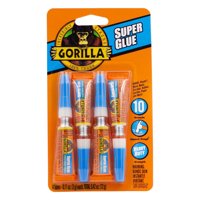 Gorilla 4 Tubes, 3 Grams per Tube Super Glue, Clear