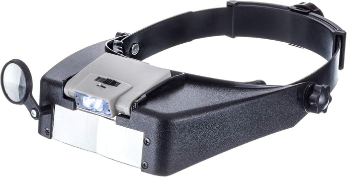 SE Illuminated Dual Lens Flip-In Head Magnifier with 1.9x Fixed Lens, 1.9x Flip Lens, and 4.5x Loupe Lens