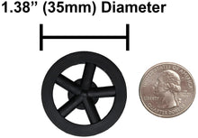 Load image into Gallery viewer, 100 Pack Black 35mm Front Wheels with Spokes for Co2 Dragsters
