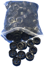 Load image into Gallery viewer, 100 Pack Black 40mm Rear Wheels with Spokes for Co2 Dragsters
