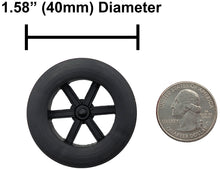 Load image into Gallery viewer, 100 Pack Black 40mm Rear Wheels with Spokes for Co2 Dragsters
