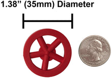 Load image into Gallery viewer, 100 Pack Red 35mm Front Wheels with Spokes for Co2 Dragsters
