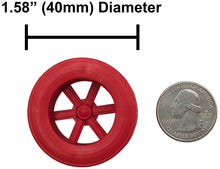 Load image into Gallery viewer, 100 Pack Red 40mm Rear Wheels with Spokes for Co2 Dragsters
