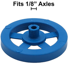 Load image into Gallery viewer, 100 Pack Blue 35mm Front Wheels with Spokes for Co2 Dragsters
