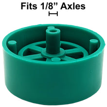 Load image into Gallery viewer, 100 Pack Green 40mm Rear Wheels with Spokes for Co2 Dragsters
