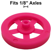 Load image into Gallery viewer, 100 Pack Pink 35mm Front Wheels with Spokes for Co2 Dragsters
