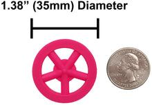 Load image into Gallery viewer, 100 Pack Pink 35mm Front Wheels with Spokes for Co2 Dragsters
