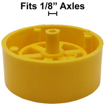 Load image into Gallery viewer, 100 Pack Yellow 40mm Rear Wheels with Spokes for Co2 Dragsters
