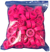 Load image into Gallery viewer, 100 Pack Pink 40mm Rear Wheels with Spokes for Co2 Dragsters
