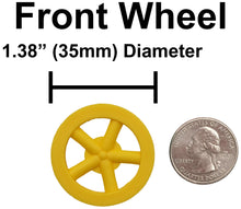 Load image into Gallery viewer, Yellow Co2 Dragster Wheels, Axles, Screw Eyes, and Cartridge Set
