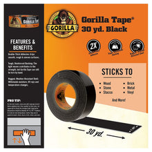 Load image into Gallery viewer, Gorilla 30 Yard Roll Black Gorilla Tape, 1.88&quot; Wide
