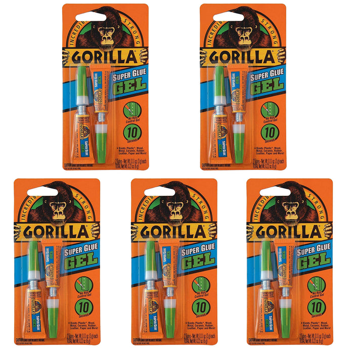 Gorilla 10 Count 3 Gram Tubes Super Glue Gel, Dries in 10-45 Seconds