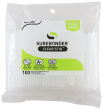 Load image into Gallery viewer, Surebonder 100 Pack Mini Size 4&quot; Long x 5/16&quot; Diameter Clear Hot Glue Sticks for High &amp; Low Temperatures (DT-100)
