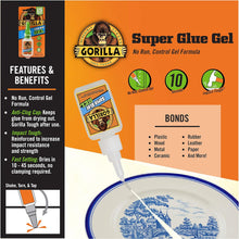 Load image into Gallery viewer, Gorilla Super Glue Gel 15g and Super Glue Brush &amp; Nozzle 10g - Combo
