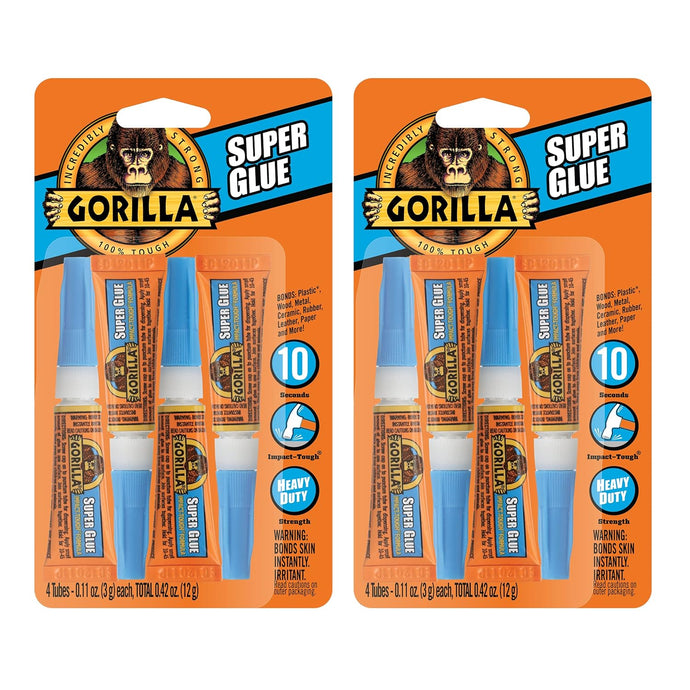 Gorilla 8 Tubes, 3 Grams per Tube Super Glue, Clear