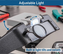 Load image into Gallery viewer, SE Illuminated Dual Lens Flip-In Head Magnifier with 1.9x Fixed Lens, 1.9x Flip Lens, and 4.5x Loupe Lens
